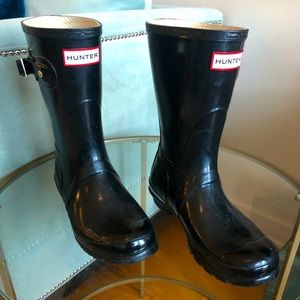 Black Short Hunter Rain Boots